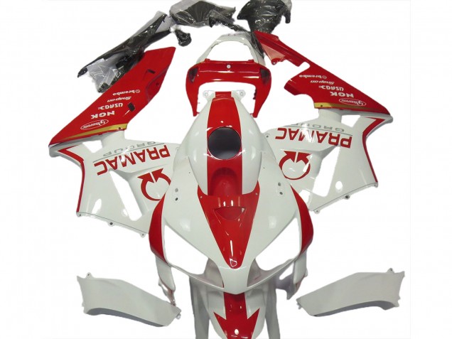 White and Red Custom 2005-2006 Honda CBR600RR Motorcycle Fairing